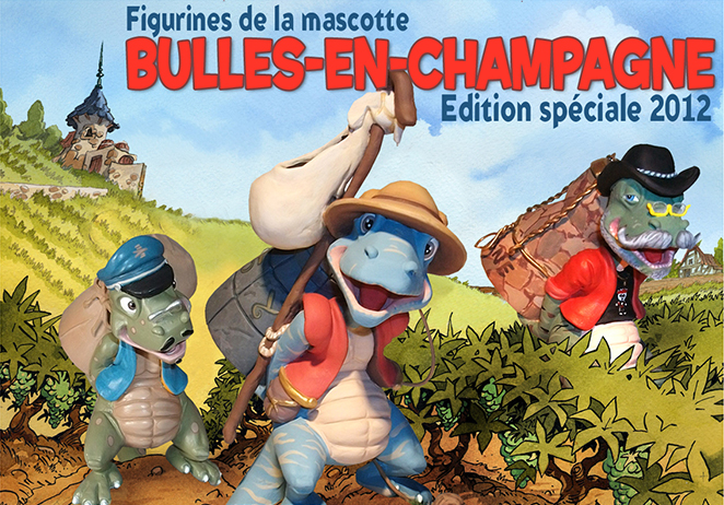 Figurines de la mascotte Bulles-en-Champagne 2012