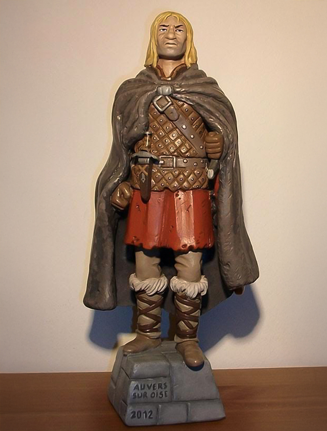 Auvers-sur-Oise 2012 figurine d'un personnage de Lucien Rollin sculpteur Bull, patrice Brochard
