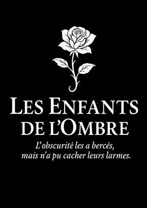 Couverture de les enfants de l'ombre. BD chibi gothique en noir et blanc.