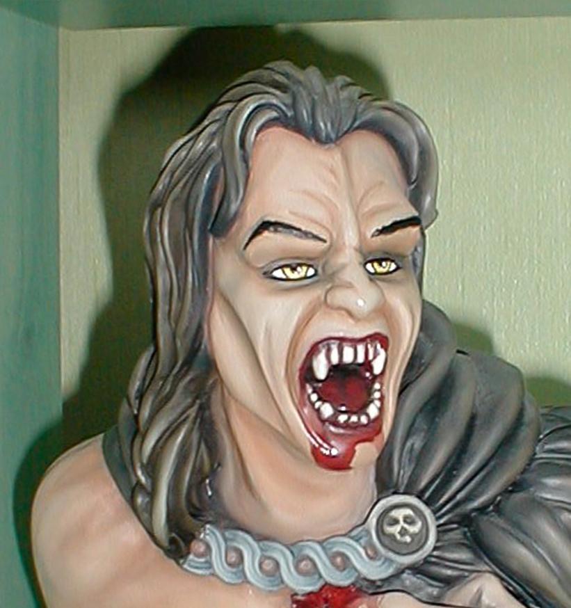 sculpture d'un vampire percé par un pieu